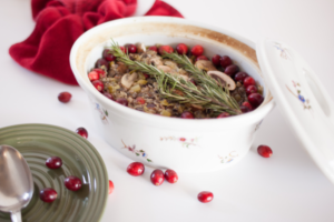 wild rice stuffing with cranberries and mushrooms